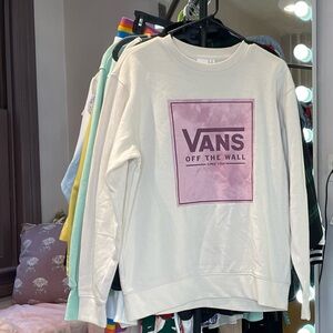 VANS Off The Wall Women's Europa BFF Crewneck Ivory Pink Pullover NWT Medium